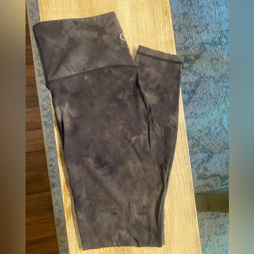 CNC activewear black & green tie dye leggings